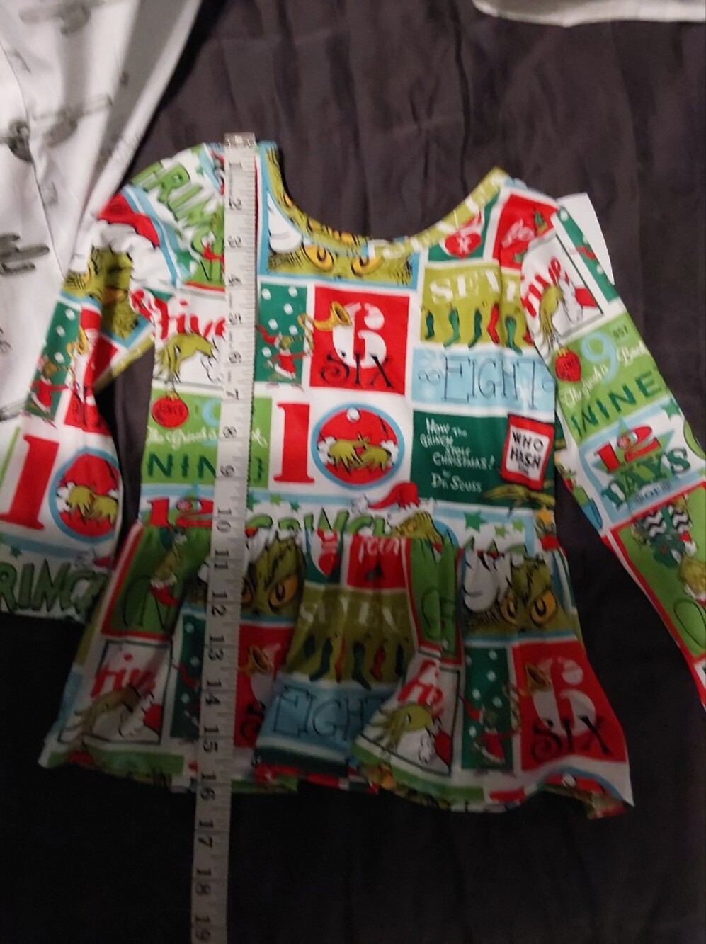 Kids' Christmas Graphic Peplum Top - Green Multi - Picture 2 of 5